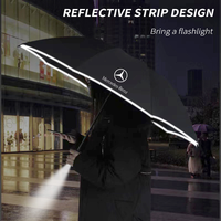 Car Led Light Automatic Folding Windproof Sunshade Umbrella For Mercedes-Benz A B C E S V R-Class A45 C43 CLA GLA GLB GLC SLK SL