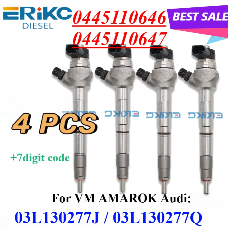 4PCS 0445110647 03L130277J NEW Diesel Fuel Injector 03L130277Q 0445110646 For VM AMAROK 2.0/CADDY/AUDI 03L 130 277J