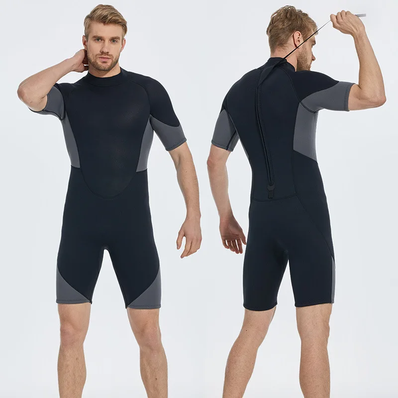 2-3mmThermal Diving Suit Men's One-Pieces Short Sleeve Shorts Diving Suit Outdoor Sunscreen Swimming Diving Suit