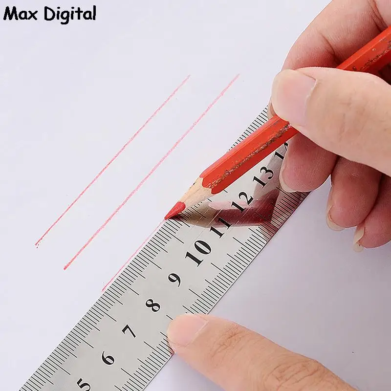 Straightedge dupla escala lateral régua de metal de alta qualidade de aço inoxidável carpintaria desenho ferramentas de medição 0-15/25/30mm