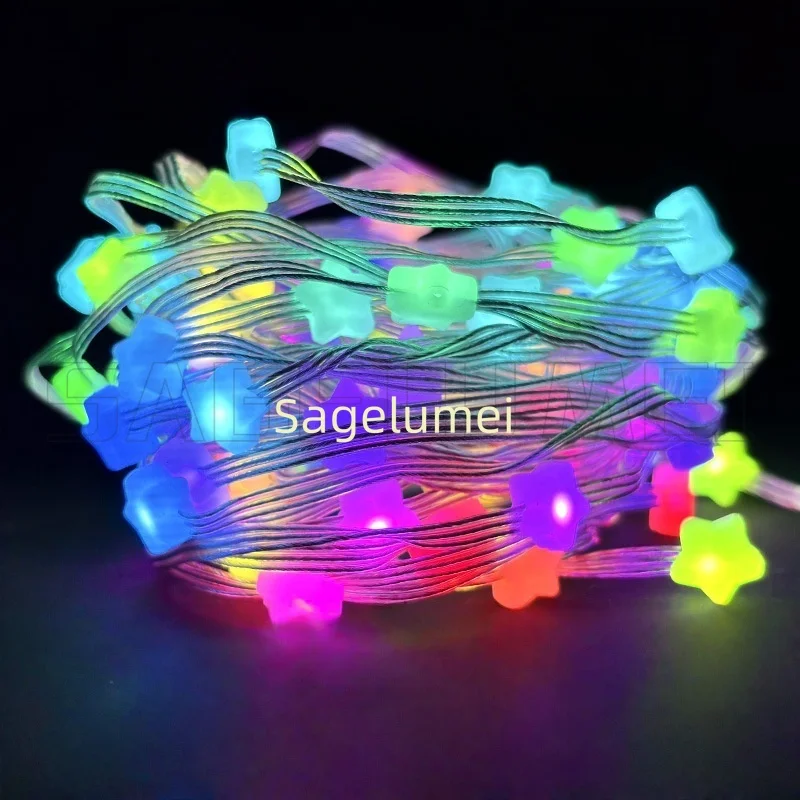 WS2812B LED Star String Light Smart Bluetooth-afstandsbediening RGBIC Fairy Lamp USB Waterdicht voor kerstboom Light Home Decor