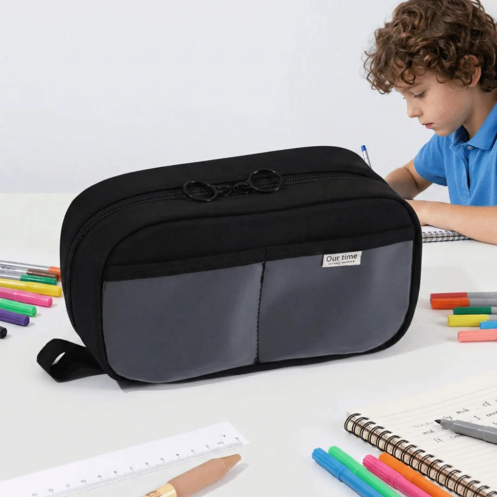 Ins Large Capacity Students Stationery Bag Portable Multi-functional Pen Organizer 3 Layers Makeup Bag Gifts