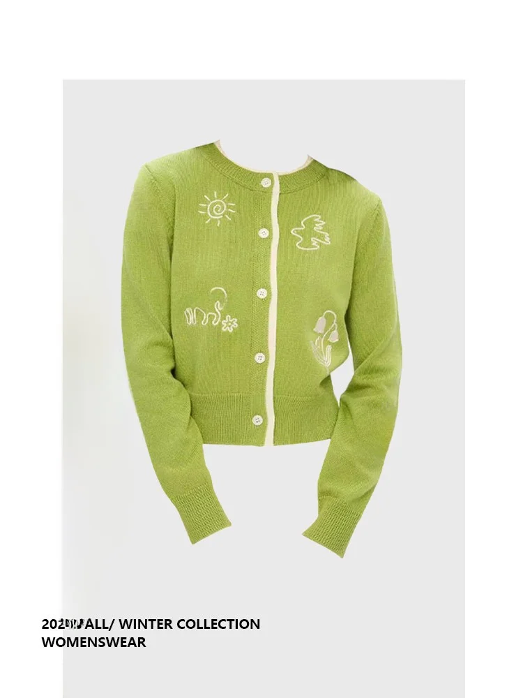 

Forever 2 Spring Fre assland Embroidery Knitwear Women's Layered Color Blo Casual Comfortable Long Sve Camere