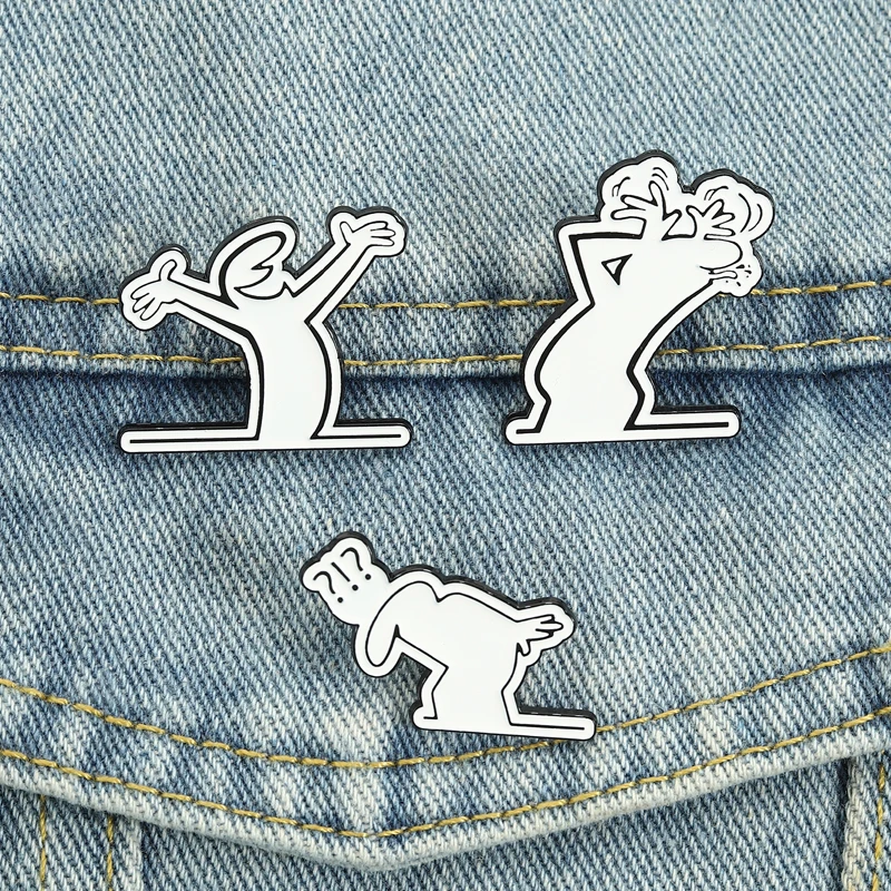 Animierte Kurzfilm-Emaille-Pins, Figuren-Broschen mit Gesichtsausdrücken, Anstecknadeln, lustiger, schlichter Kleidungsschmuck, Geschenk für Freunde