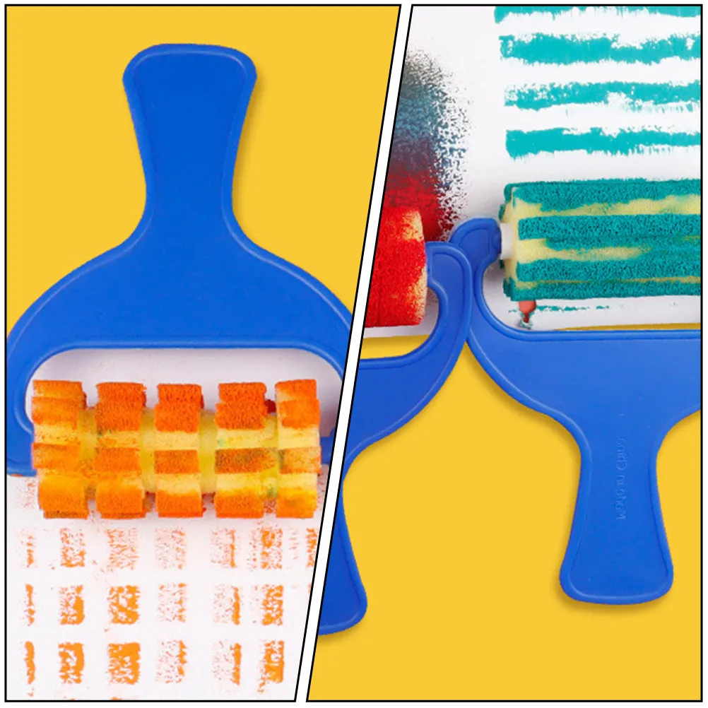 

2Sets Kids Sponge Painting Brushes Painting Supplies Lightweight Safe Educational Drawing Sponge Roller Art Tool