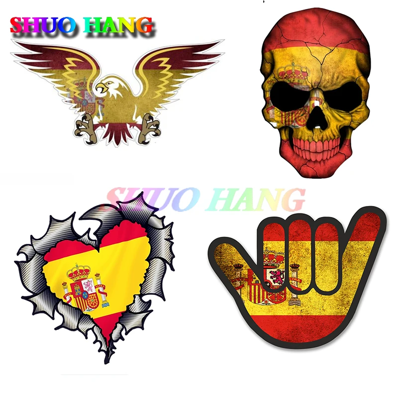 

Eagle Flag Spain Skull, Cow, Butterfly Spain Flag Coat of Arms Vinyl Auto Parts Window Trunk Motorcycle Helmet Laptop Decal PVC