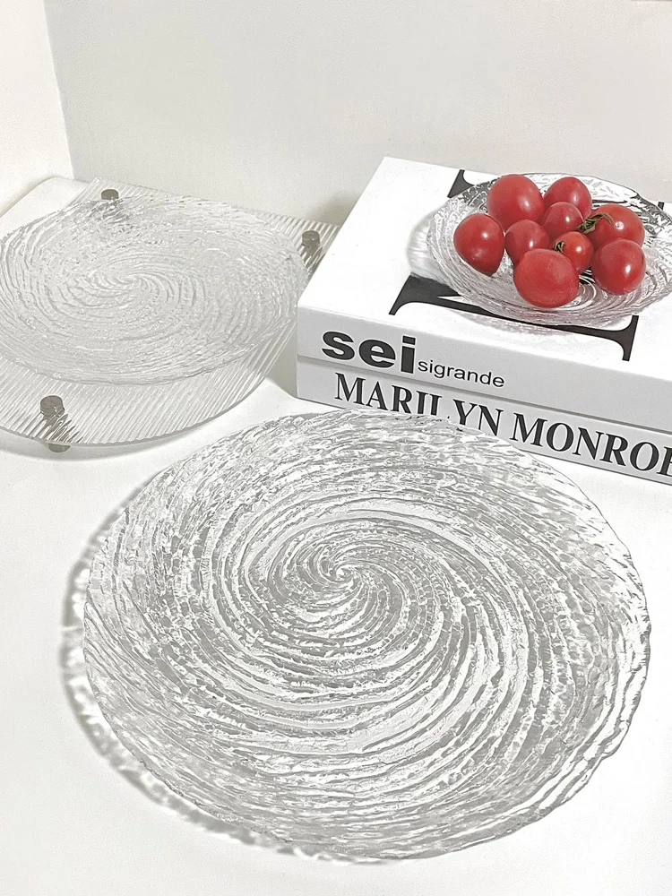 

Home Use Glass Fruit Salad Dessert Plate Nordic Style Irregular Shape Pure Color Baking Craft Living Room Snack Plate