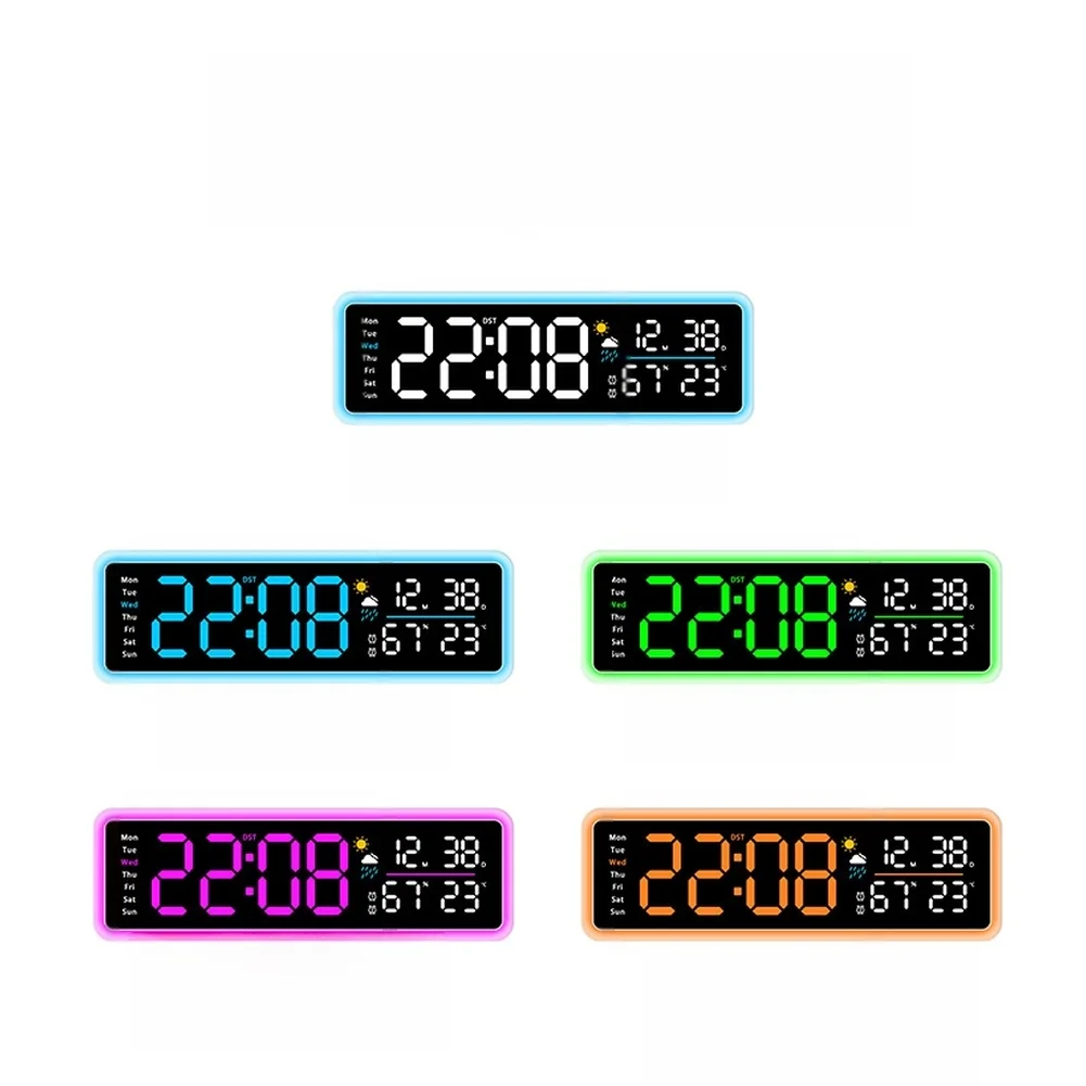 Stylish Multifunctional LED Table Clock Temperature Humidity Monitor Alarm Timer Night Lamp For Household Office Desktop Decor