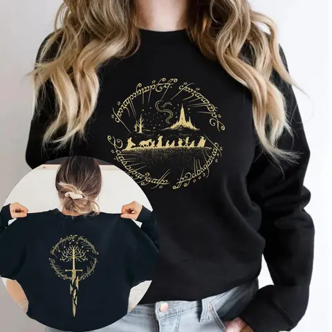 Funny Second Breakfast Sweatshirt Dark Lord Shirt Middle Somewhere Pullover Unisex Long Sleeve Sweatshirts Vintage Clothes Tops