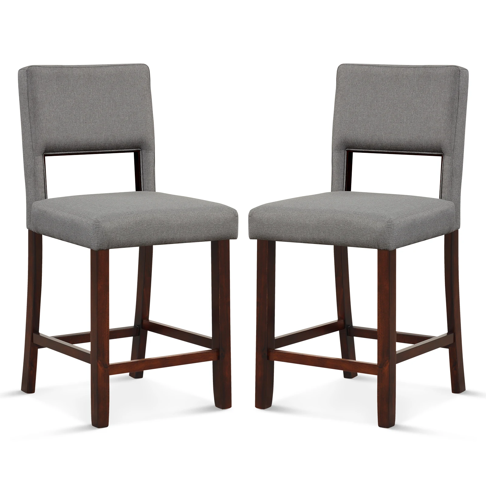 Set of 2 Upholstered Linen Bar Stools 24.5