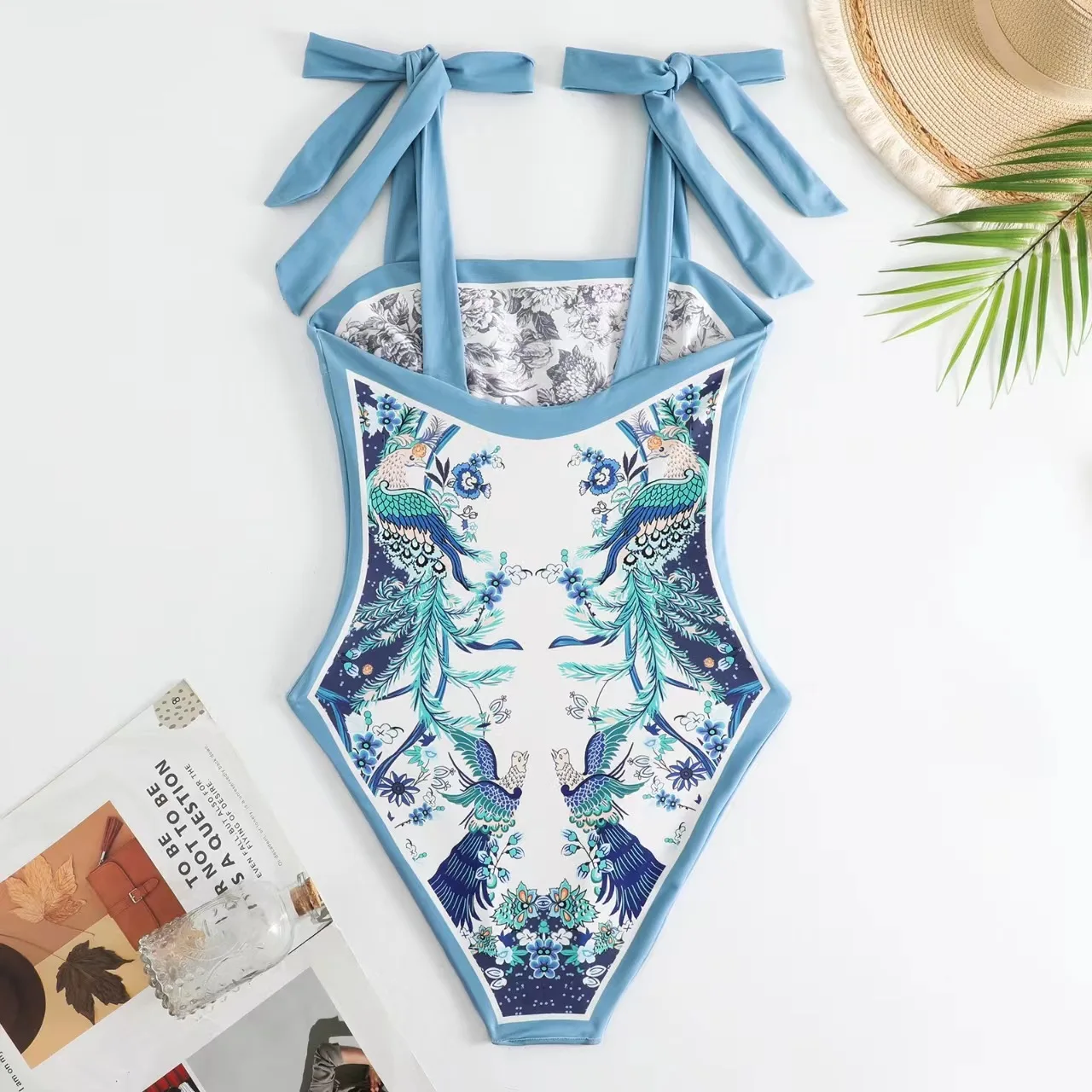 2023 Reversible Printed Swimwear Women One Piece Swimsuit Vintage Bathers Bathing Swimming Swim Suit Beachwear Summer Bodysuit