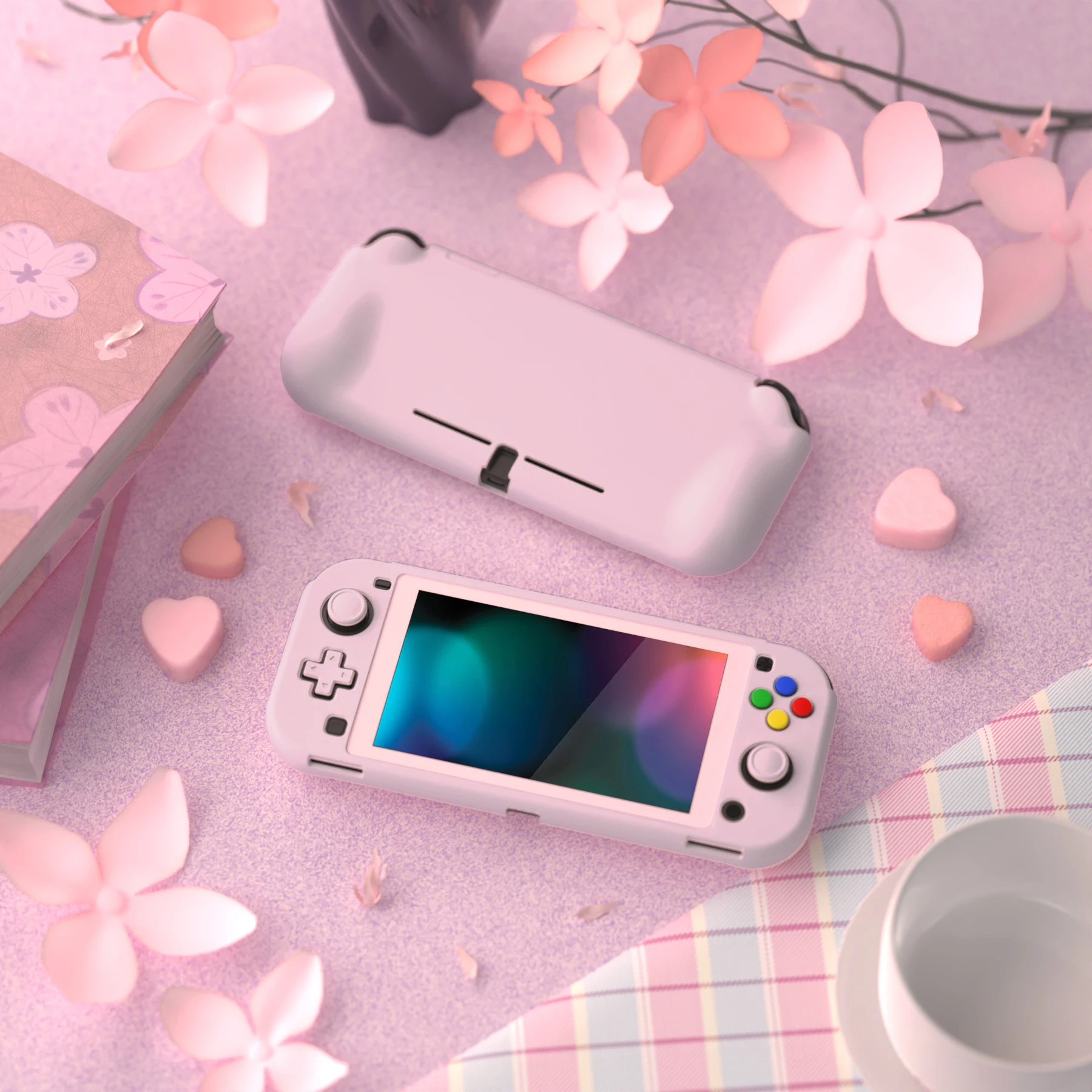 Nintendo Switch Lite용 PlayVital ZealProtect 보호 케이스 세트, 쉘(화면 보호기 포함) 및 엄지 그립 및 버튼 캡