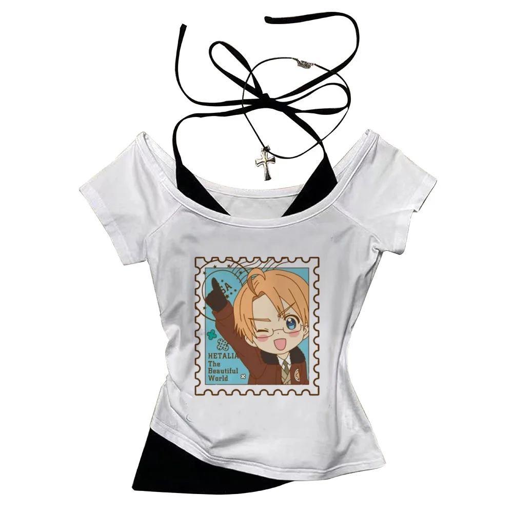 Hetalia cropped top shoujo cheap manga summer gyaru japan tshirt emo gyaru cheap gothic manga