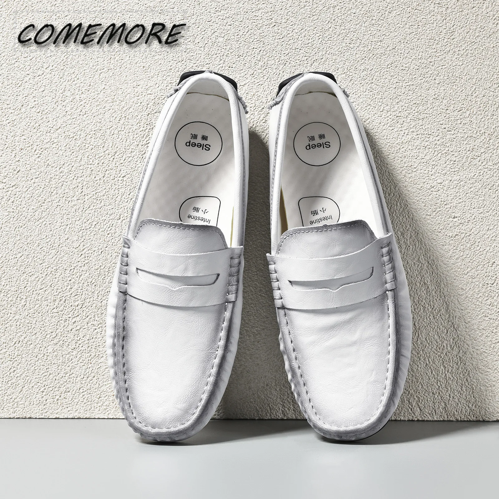 Comemore High Quality Leather Men Dress Shoes Party Banquet Wedding Business Male Loafers Flats Commute Daily Casual Footwears