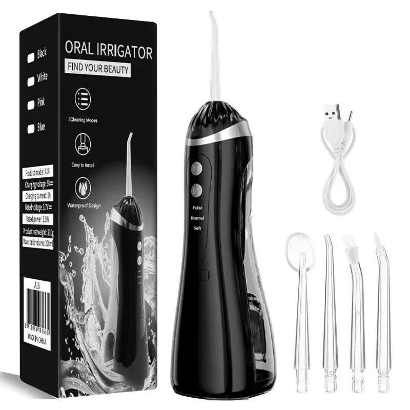 

Портативный умный электрический ирригатор для полости рта, 4 насадки, 3 режима, перезаряжаемый, для чистки зубов