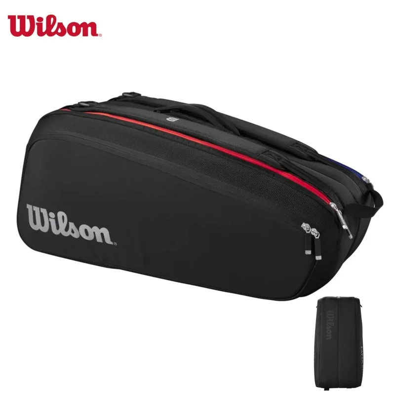 

Wilson 2024 Double-deck 9 PK Tennis Bag Super Tour Laver Cup Tennis Racquet Backapck Large Tennis Racket Bag with Thermoguard