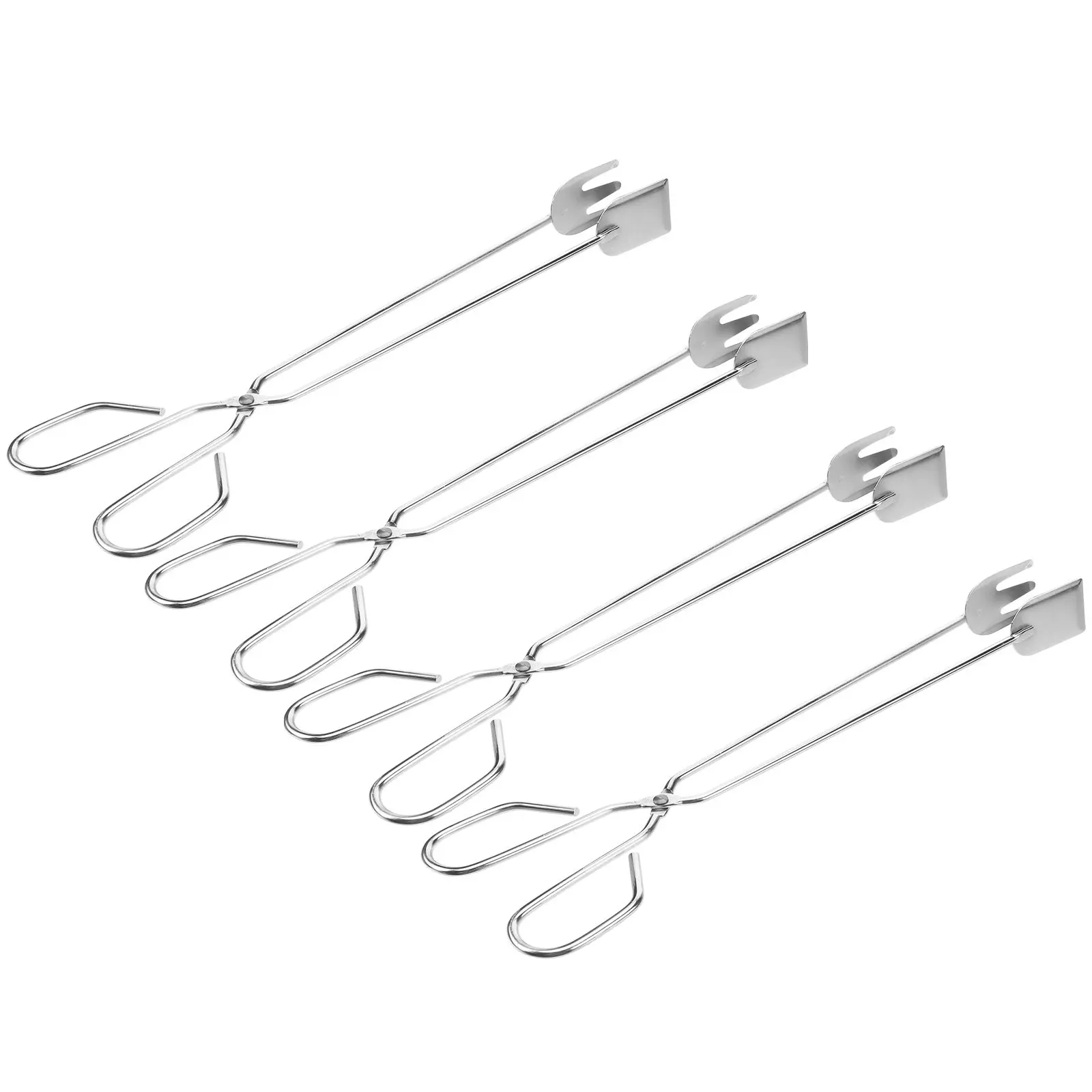 4Pcs Stainless Steel Garbage Tongs Scissor Shape Portable Pick Up Tool 32Cm for Yard Roadside Cleanup Trash Cigarettes