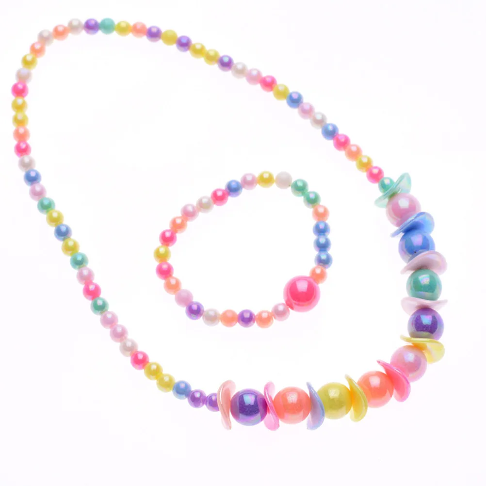 

Pearl Children Necklace Bracelet Girls Jewelry Set 3 Sets Imitation Pearls Beads Necklaces Toddler Kids Accessories Christmas