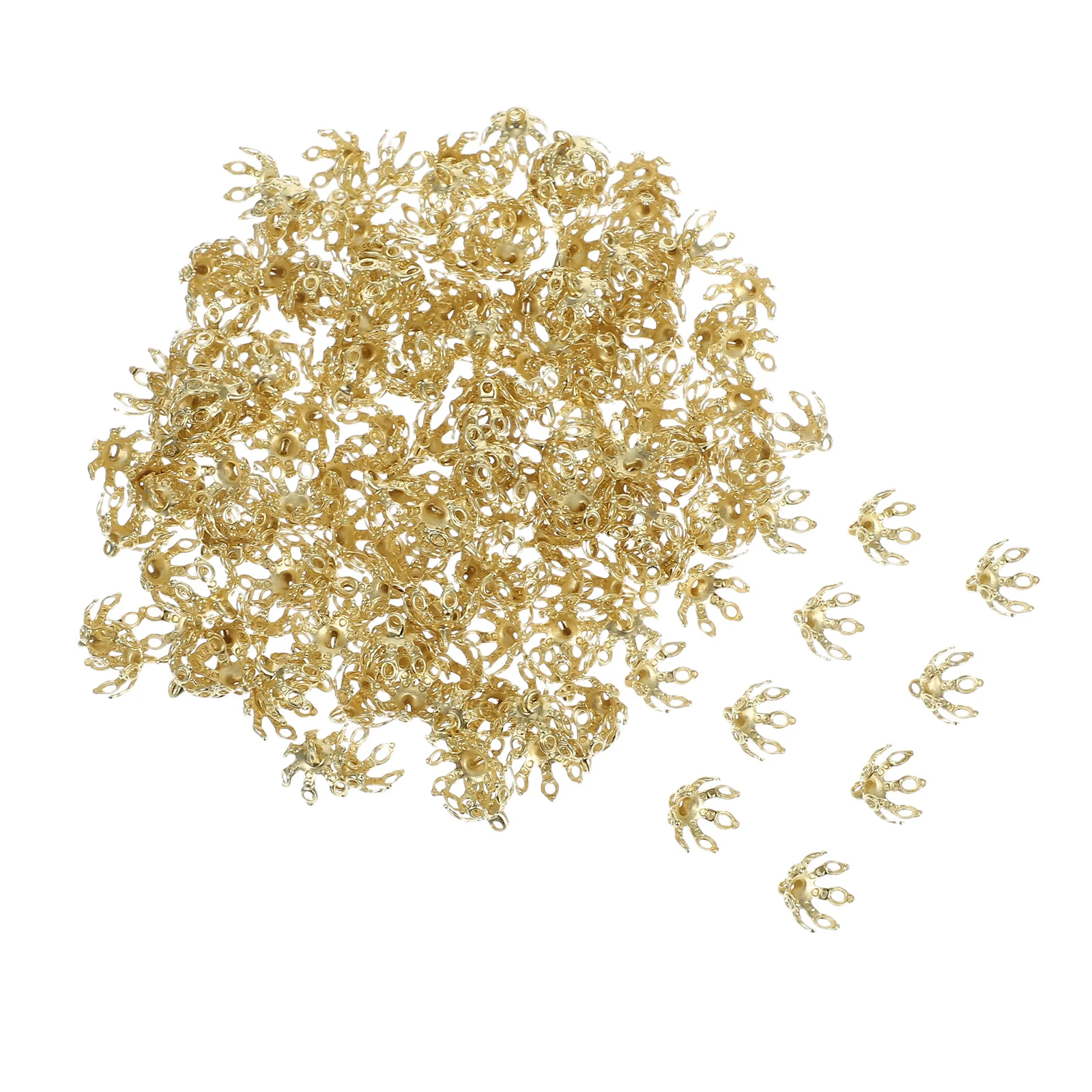 

200pcs Pure Copper Flower Bead Caps 10Mm Brass Claw End Caps For Jewelry Making Smooth Secure Durable Diy Crafts Accessory Cord