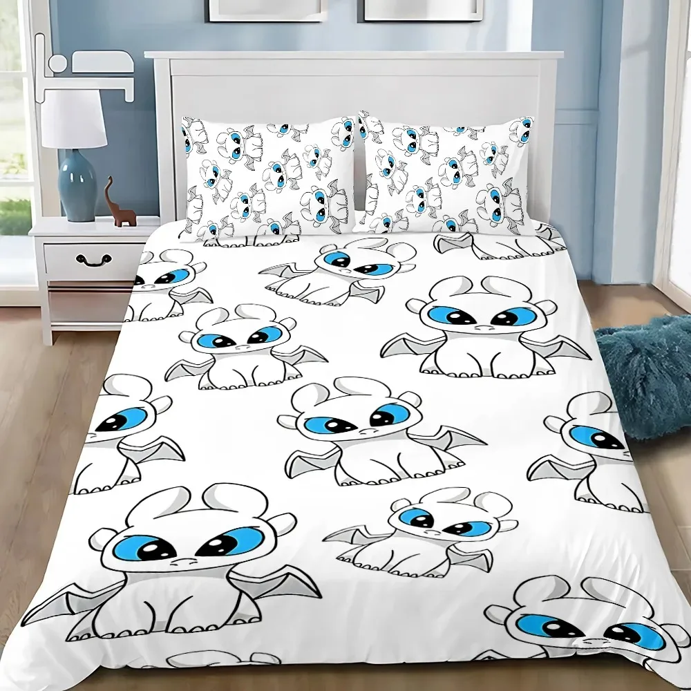 

3D Cartoon Funny T-Toothless Bedding Set Boys Girls Twin Queen Size Duvet Cover Pillowcase Bed Kids Adult