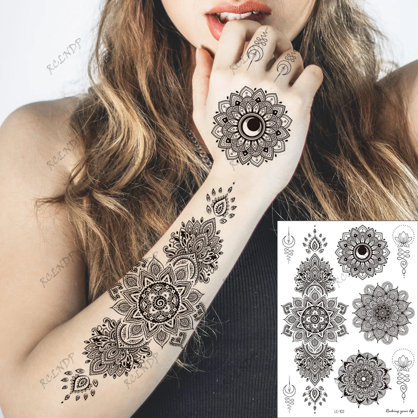 Waterproof Temporary Tattoo Sticker Haina Mandala Classical Vine Pattern Fake Tatto Flash Tatoo Tato for Girl Women