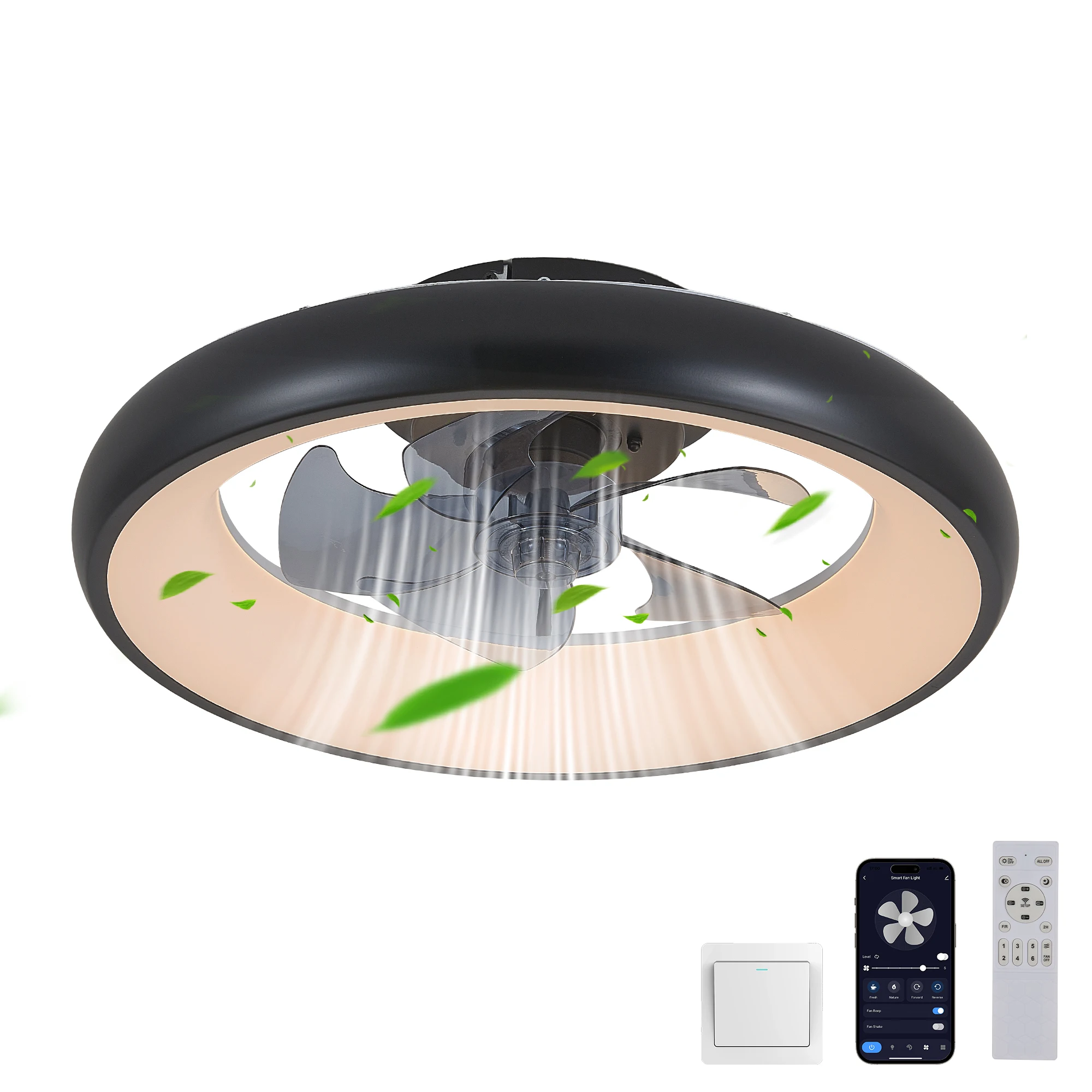 

ARLGSITE LED Silent Ceiling Fan Light Dimmable and Adjustable Color Temperature APP & Remote Control Modern Smart Ceiling Fan