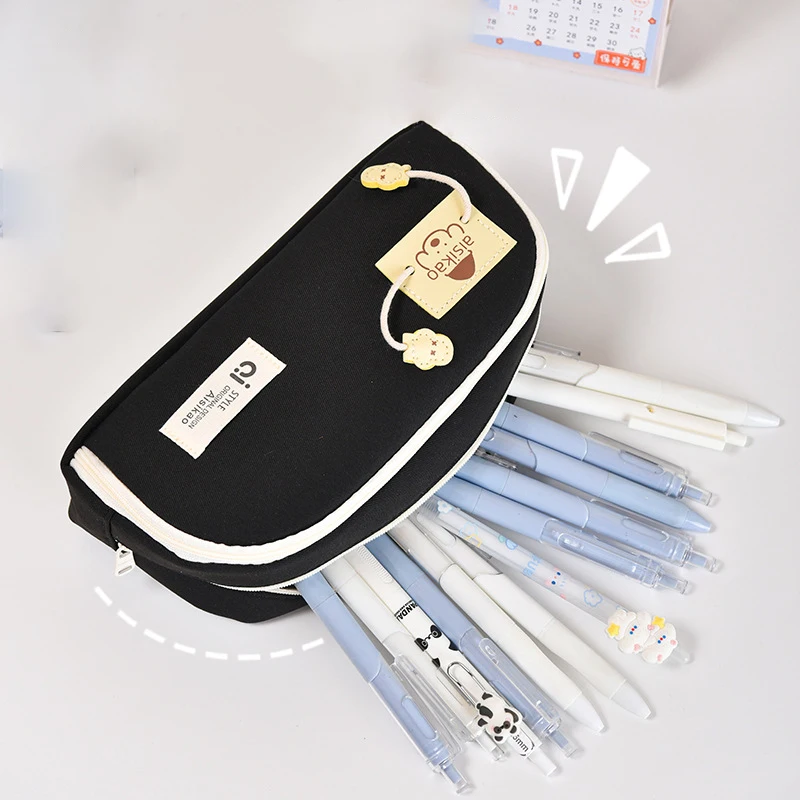 Большая красота, вместительная двухслойная сумка для ручек, сумка для хранения для девочек, собака, ручка на молнии, фоторучка, сумка для хранения канцелярских принадлежностей для студентов