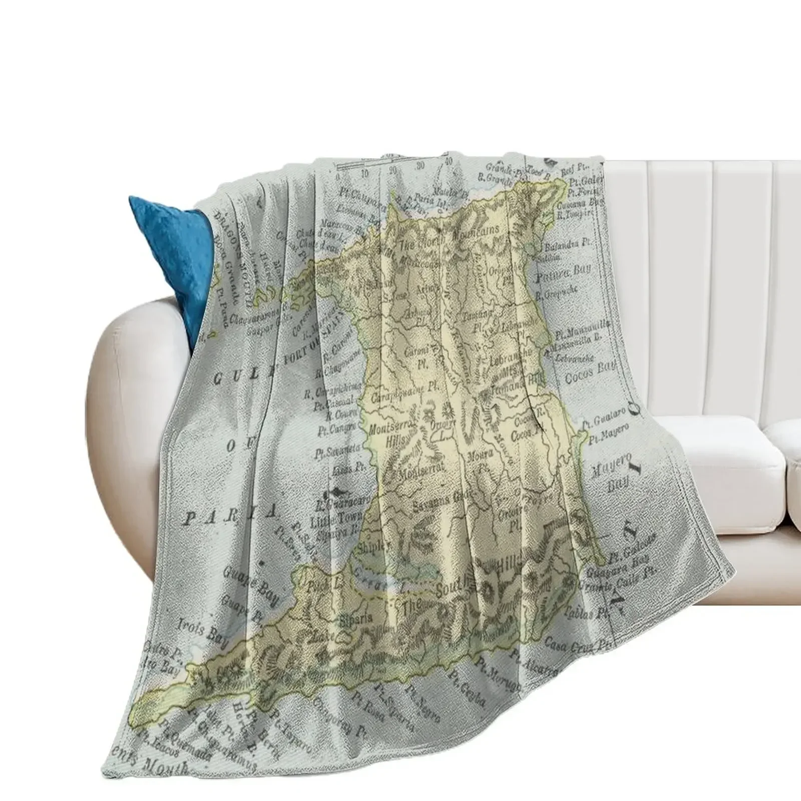 

Vintage Trinidad Island Map (1901) Throw Blanket Soft Plaid Blankets For Sofas Blankets