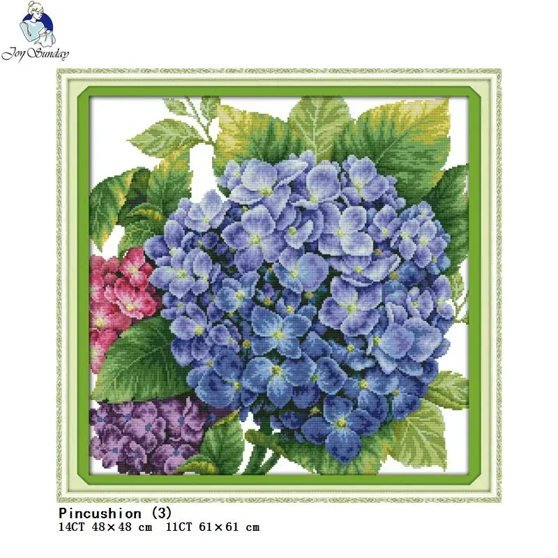 Joy Sunday hydrangea series flower pattern cross stitch 14ct white 11ct printing cross stitch kit DIY needlework embroidery set