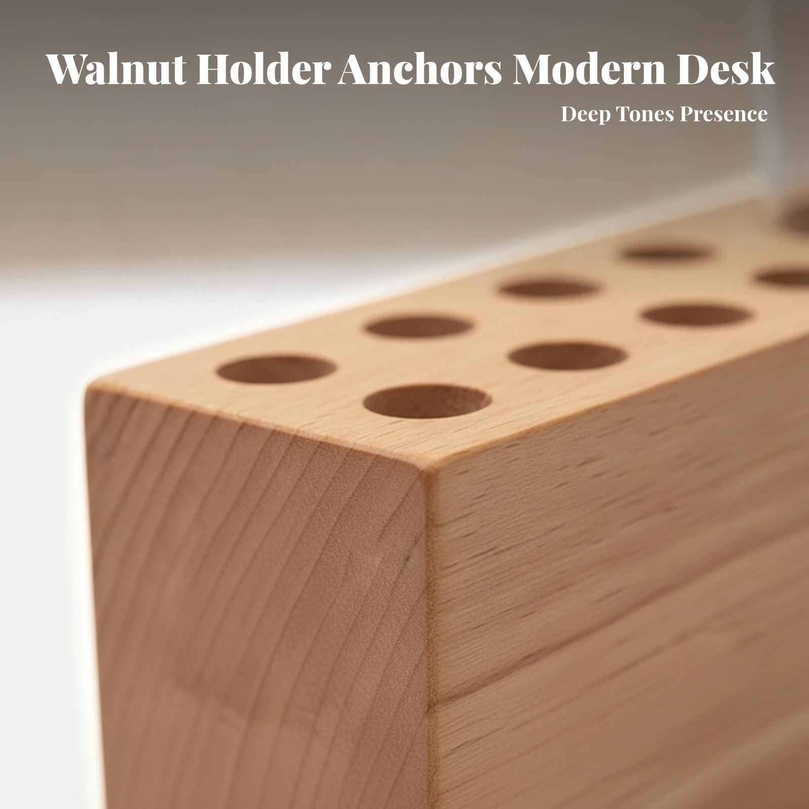 Desk Pen Holder with Glass Tube Natural Wooden Pen Holder Wooden Desk Tidy Modern Desktop Organizer Sturdy for Professionals