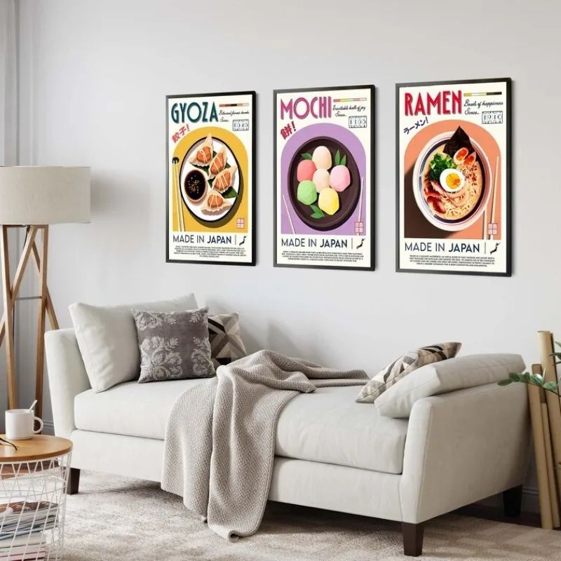 Unframe Modern International Cuisine Poster Italian Pizza Japanese Ramen Sushi Canvas Painting Wall Art Kitchen Dinner Room Home
