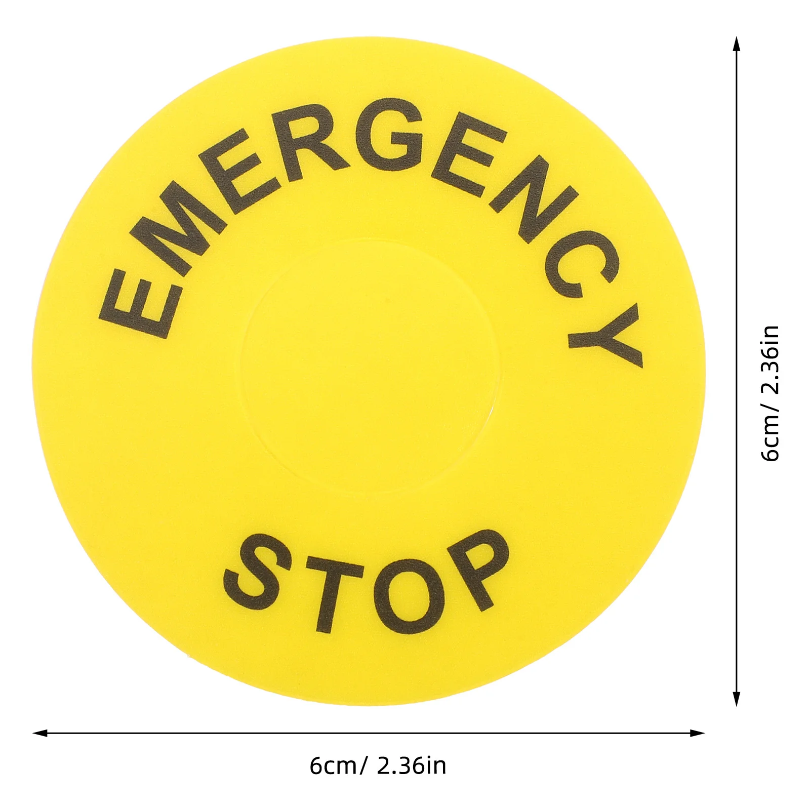 6pcs Emergency Stop Button Label Yellow Self Adhesive Safety Decal For Industrial Machinery Durable Pvc Quick Install Push
