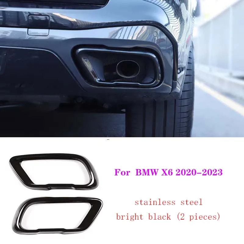 2PS Uitlaatsierstukken van roestvrij staal voor BMW X5 G05 X6 G06 X7 G07 2019-2024, decoratief stuk, demperkap, verliesvrije installatie