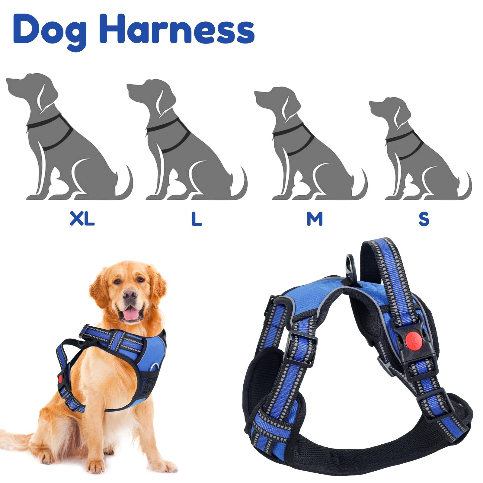 

Dog Harness Breathable Mesh No Pull Pet Harness Soft Comfortable Dog Vest Harness Reflective Pet Vest Easy to Wear No Pull