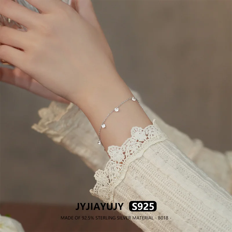 

JYJIAYUJY 100% Whole Sterling Silver S925 Bracelet 4MM Shining White Zircon High Quality Fashion Jewelry Gift Daily Use B018