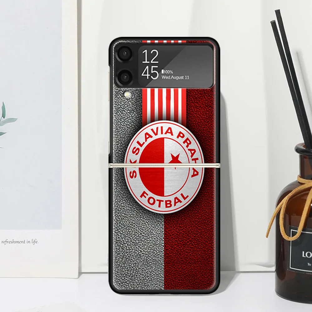 Sk Slavia Praha Czech Republic Phone Case For Samsung Galaxy Z Flip Zflip 6 Flip6 5 Flip5 4 Flip4 3 Flip3 5G Art Fundas Black Co