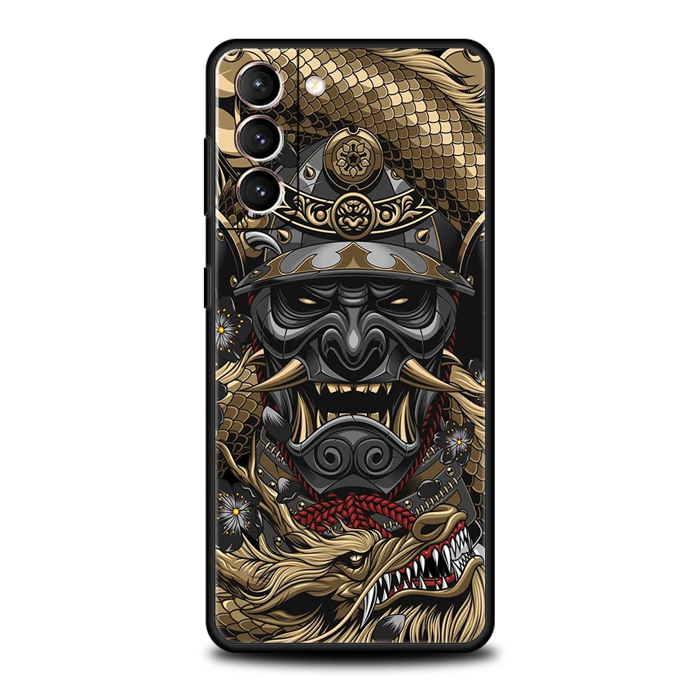 Coque de téléphone samouraï Hannya Mask Ghost, étui souple en TPU pour Samsung Galaxy S25 S24 S23 S22 Ultra S20 S21 FE 5G S10 S9 Plus S10E