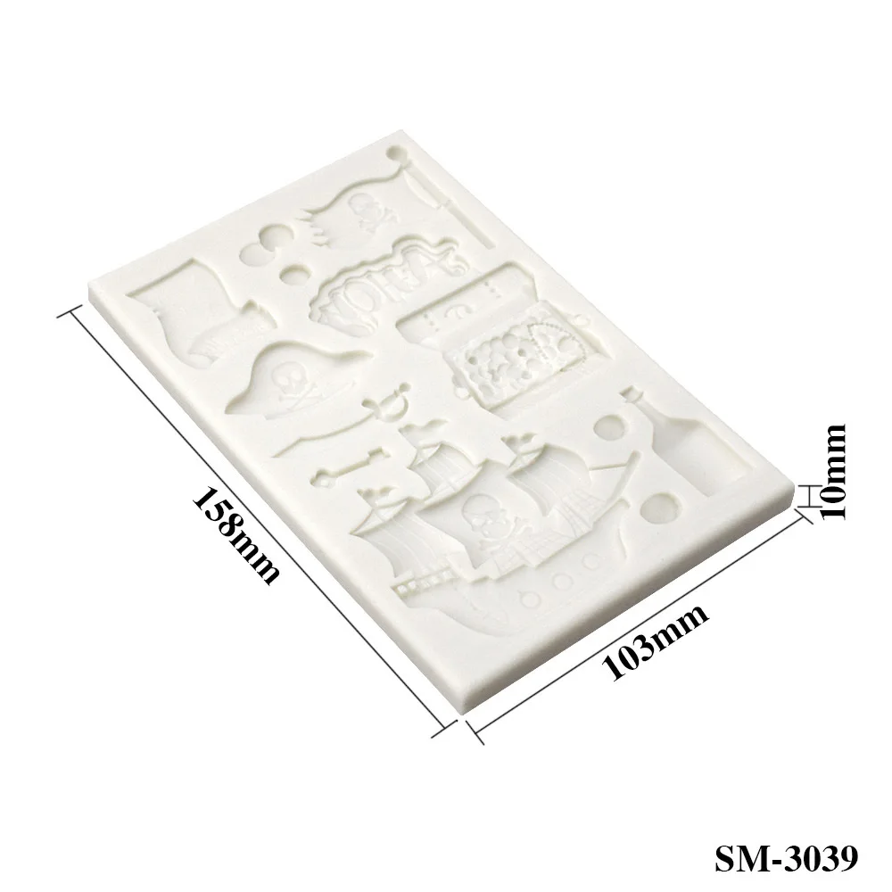 Pirate Boat Gold Coin Silicone Mold Chocolate Sugarcraft Mould Fondant Cake Decorating Tools m438