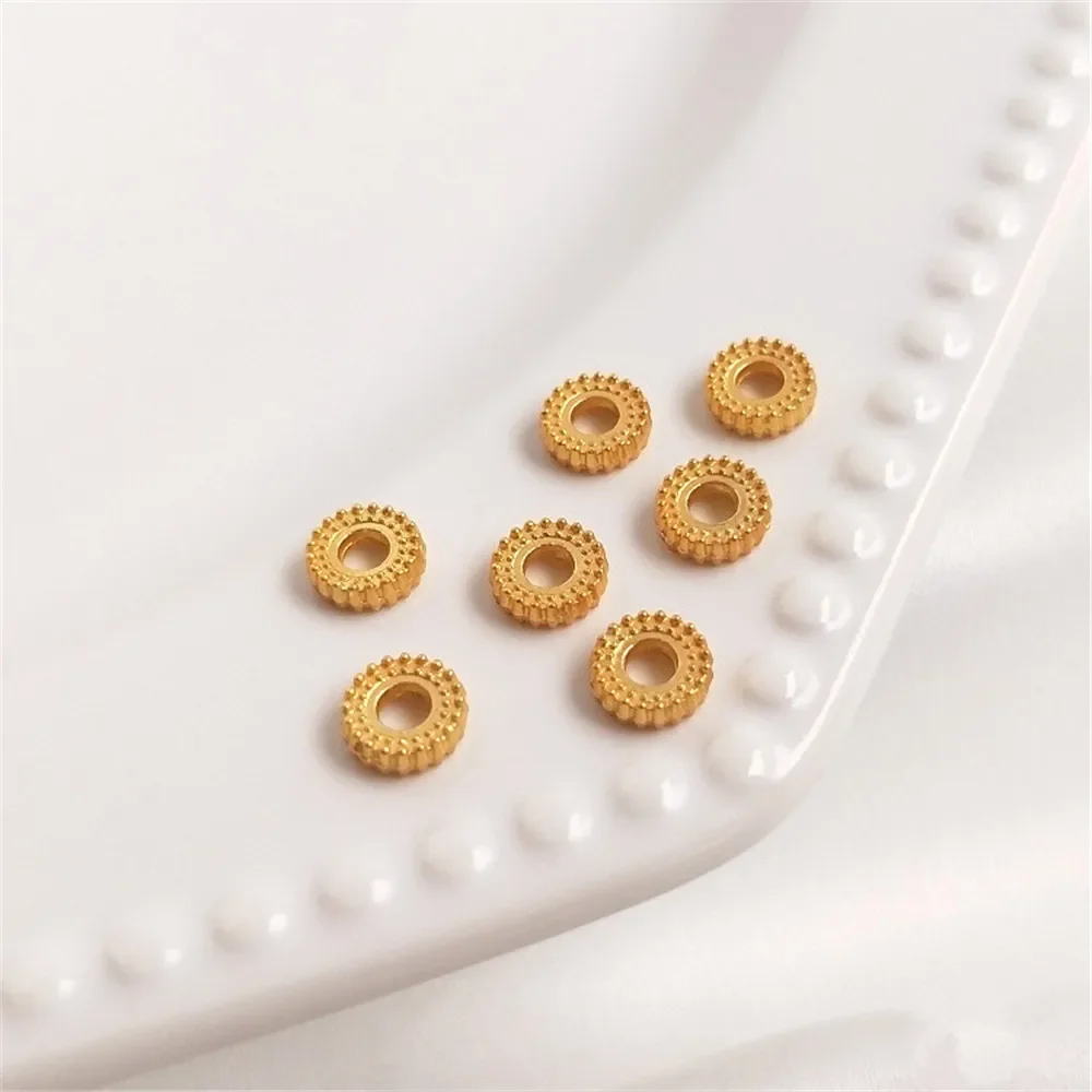 Dumb sand gold color twist edge round wheel bead septa DIY hand string bracelet first accessories