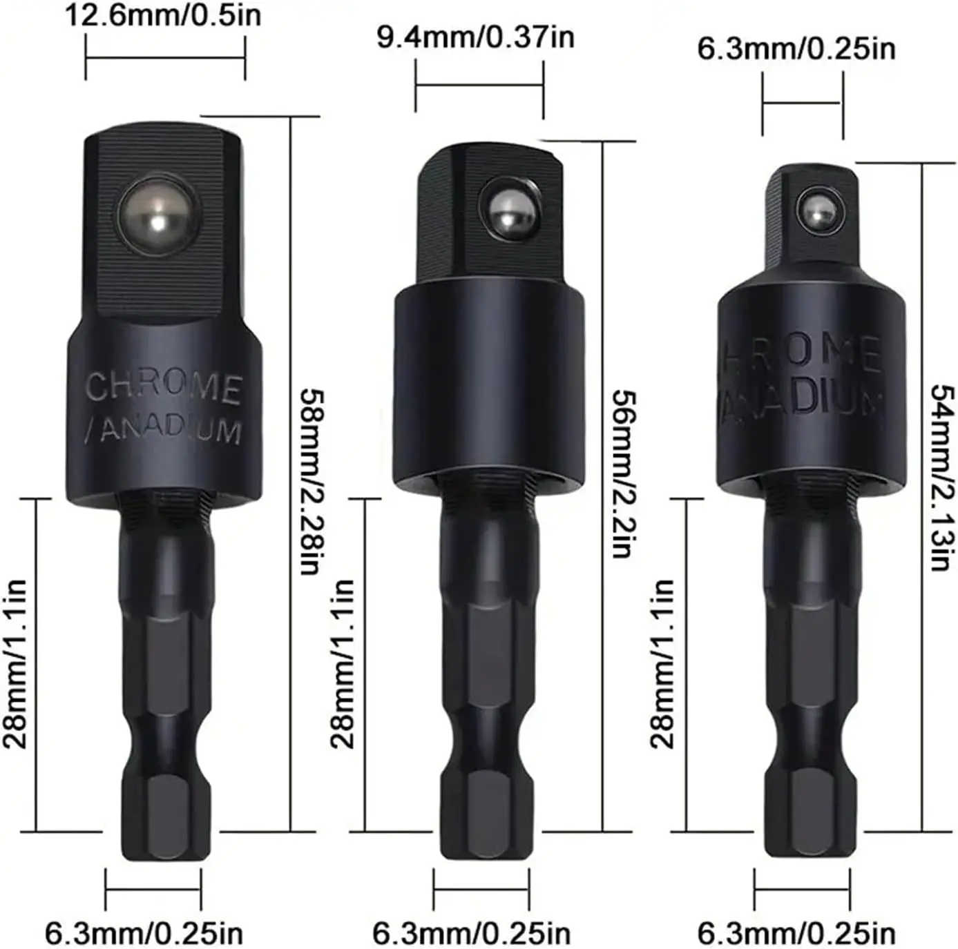 360° Drill Air Screwdriver Sleeve Universal Adapter, 1/4