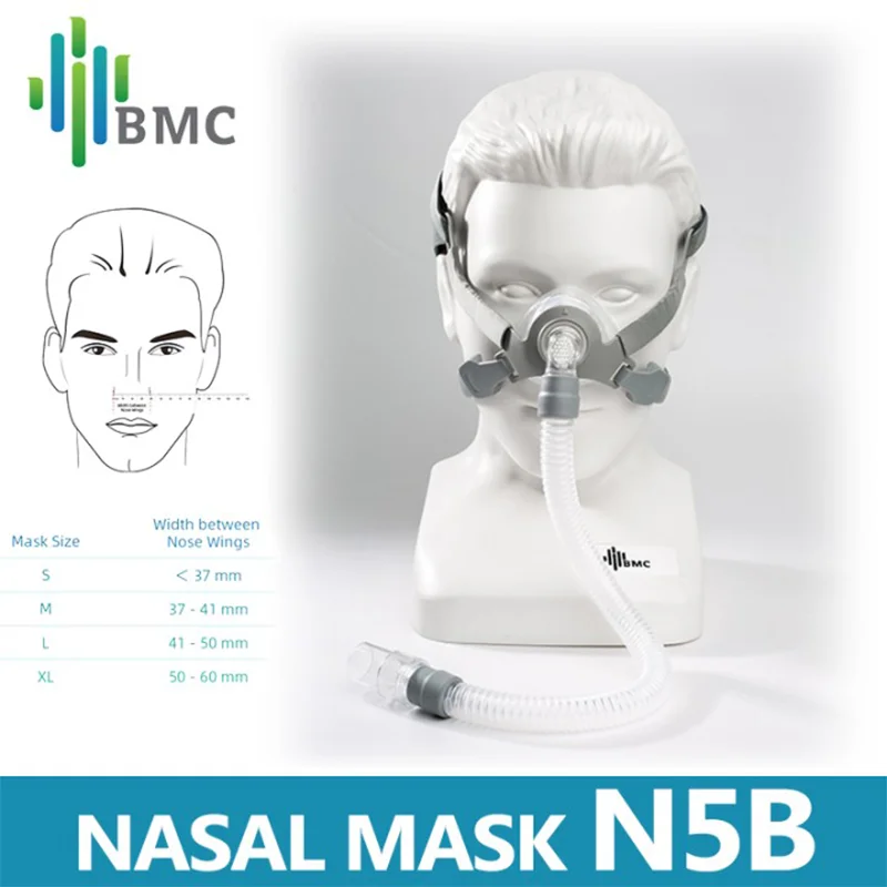 

2023 N5B CPAP назальная маска для Bipap CPAP вентилятор с головным убором и короткой трубкой против храпа апноэ во сне