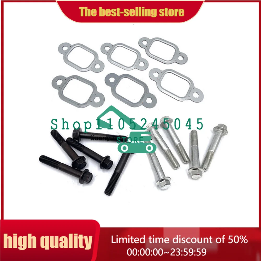For PC150-3/160/180/190/200/220-6-7-8 exhaust pipe gasket 6D102/6D107 screw 6732-11-5810 6732-11-5530