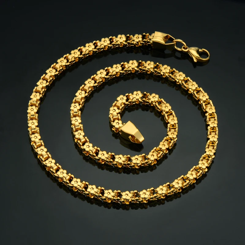 Chunky Gold Chain Necklace Men Embossing 5mm Vintage Party Men Jewelry Wholesale Gold Color Box Chain, Stainless Steel Necklace