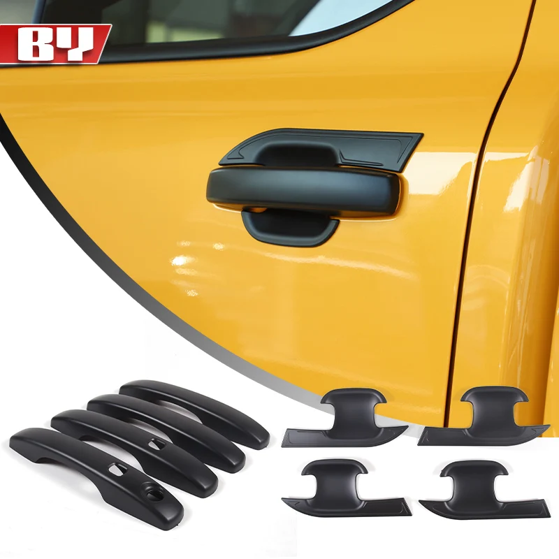 For 2023 2024 2025 Ford Ranger ABS Matte Black Side Door Handles Cover & Door Handles Bowl Cup Decor Cover Trim 8pcs