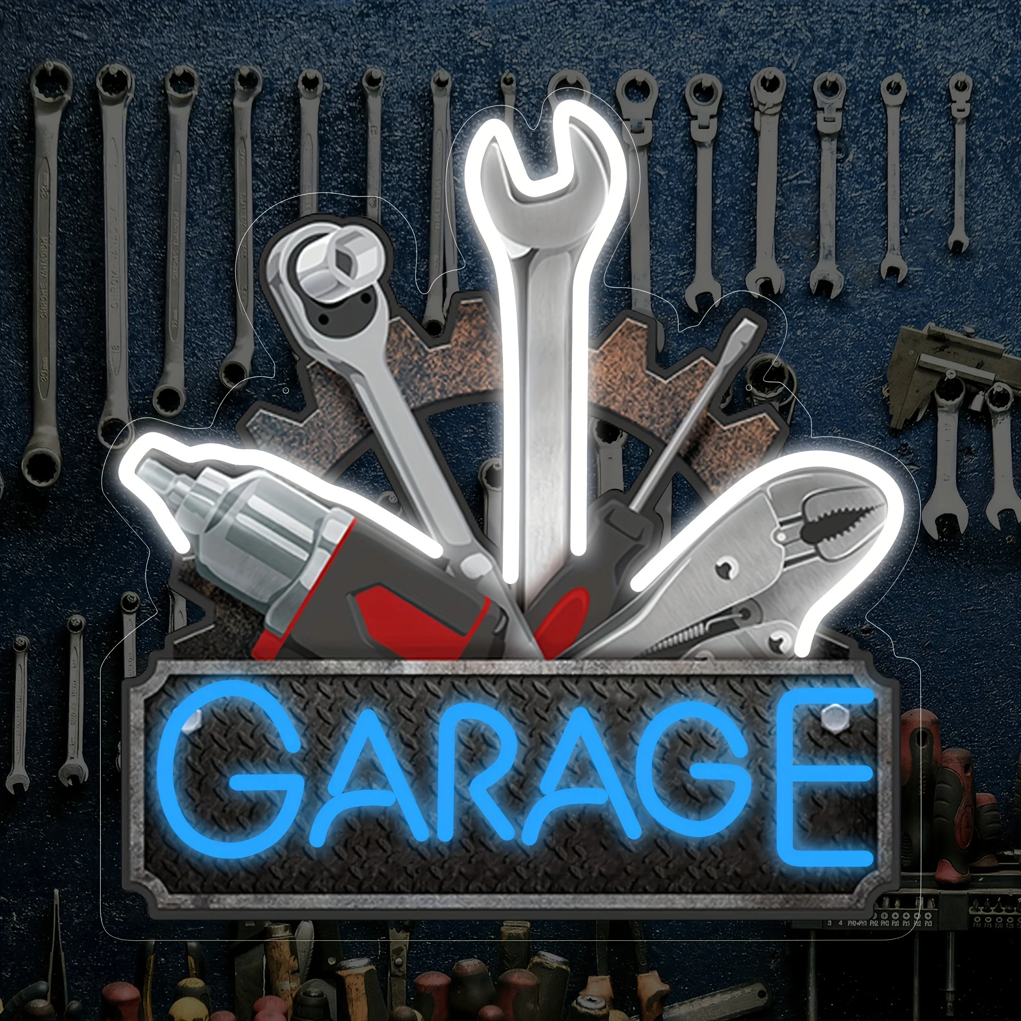 Garage Neon Sign LED Neon Light Sign Business for Bar Bedroom Man Cave Car Repair Shop Parking Lot Wall Decor Gift USB Dimmable
