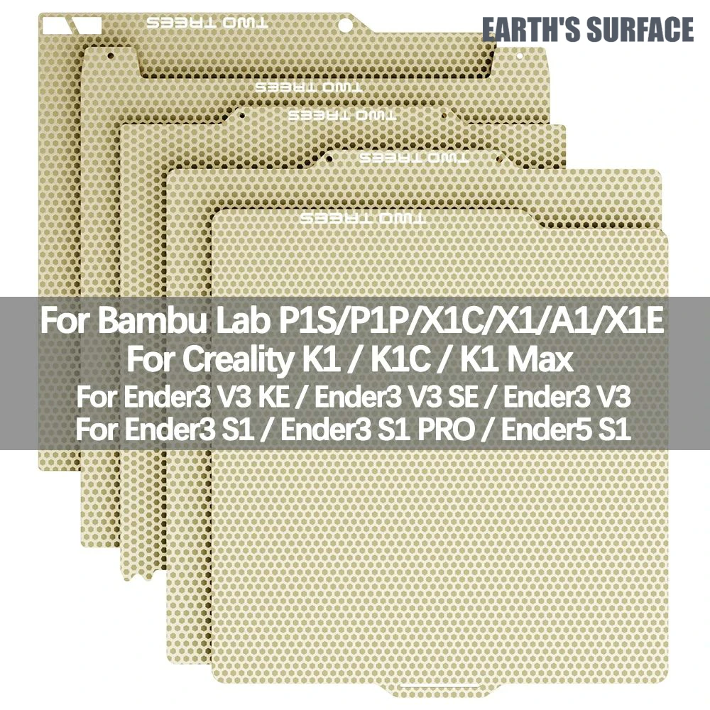 

New Upgrade PEI Honeycomb Build Heated Bed For Bambu Lab P1P/P1S/X1/X1C/X1E/A1 Double Sided PEI Spring Steel Sheet For K1/C/Max