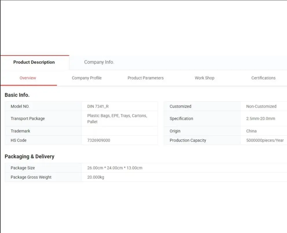 Din 7341 rebite pinos