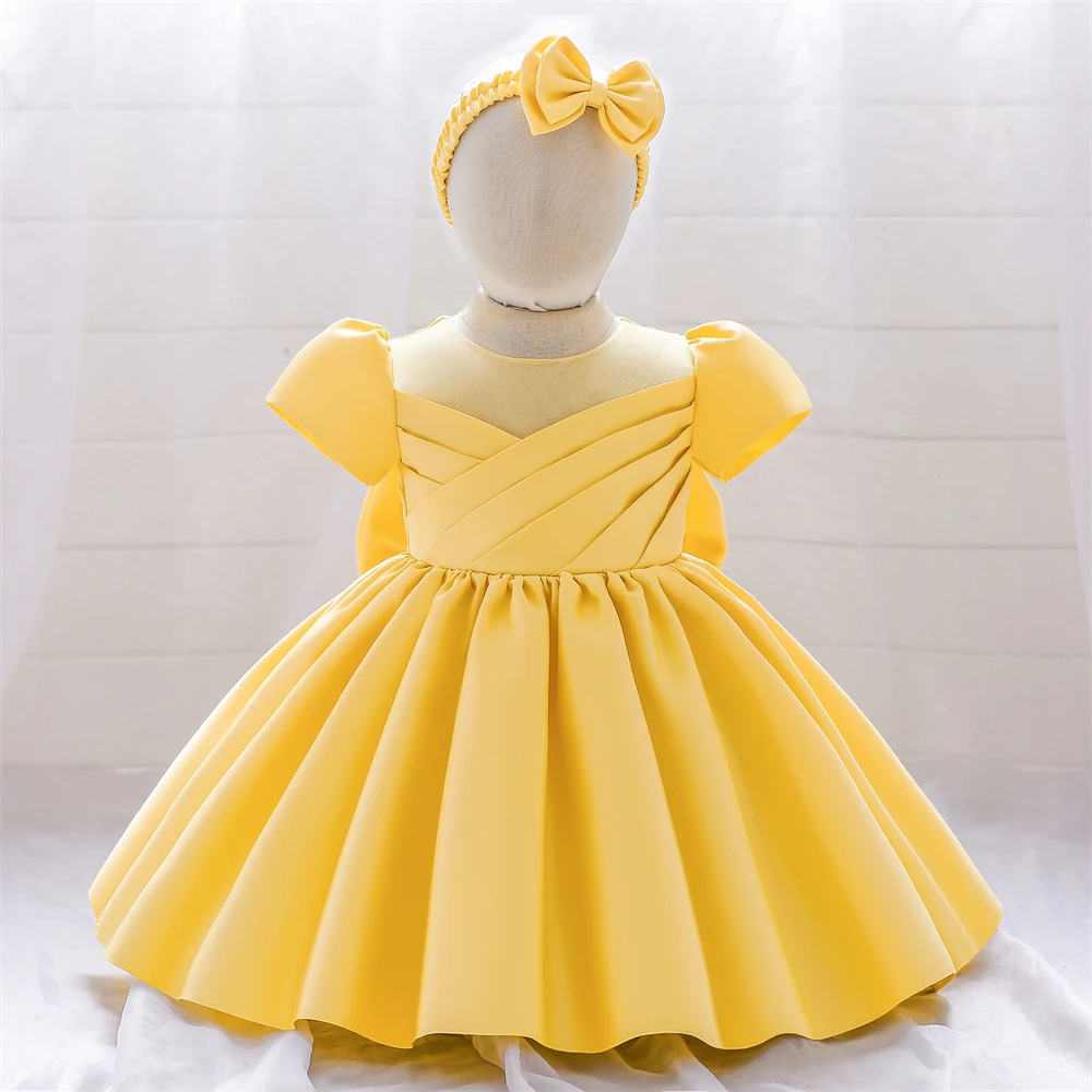 

Toddler Bow Baptism Party Baby Girls Dress Elegant 1st Birthday Princess Prom Dresses Wedding Bridesmaid First Communion Costume