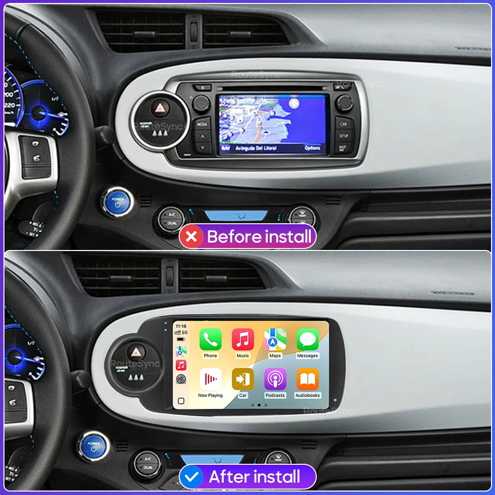 For Toyota Yaris 2012 - 2013 RHD/LHD Android Car Radio Multimedia Player Stereo Head Unit DSP Wireless CarPlay Auto Wifi No 2din