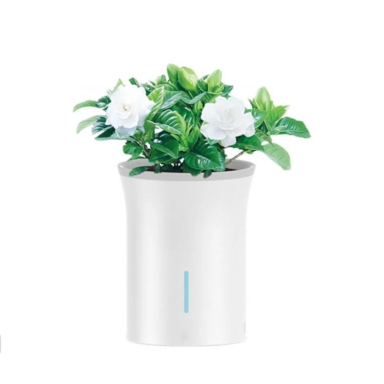 

White simple desktop green plants, automatic watering, smart lazy flower pot
